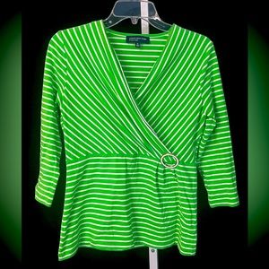Medium Jones New York bright spring green faux wrap with buckle accent